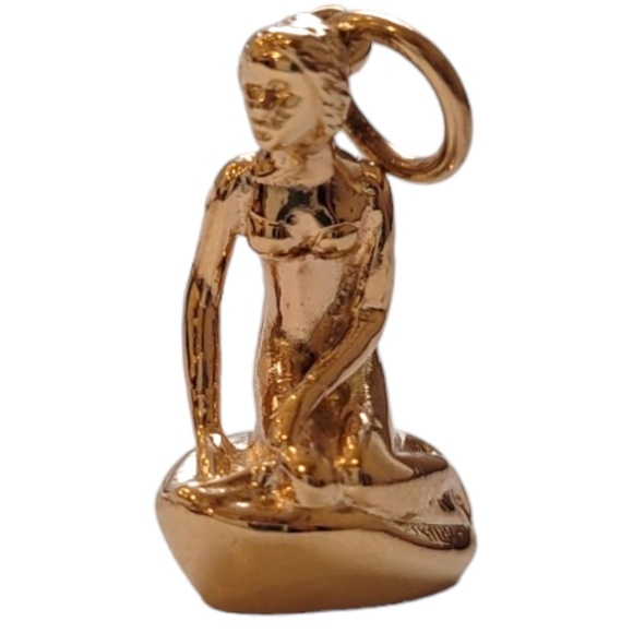 Denmark 14K Yellow Gold Little Mermaid Charm #18388 - Picture 1 of 7
